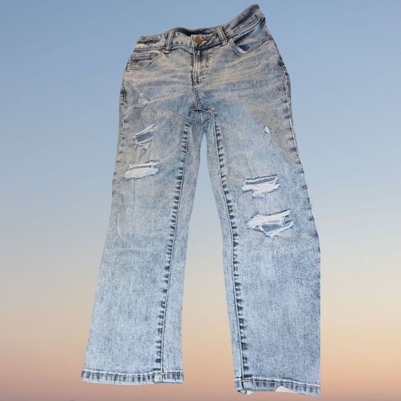 American Eagle Medium Rise Acid Wash Denim Capris size 2 #122 - Picture 1 of 5